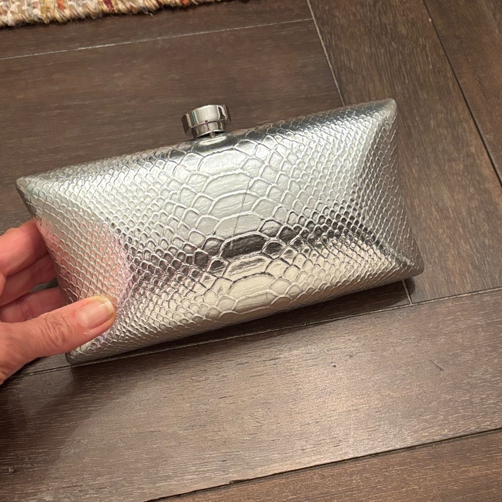 Vince Camuto Metallic Snakeskin Clutch